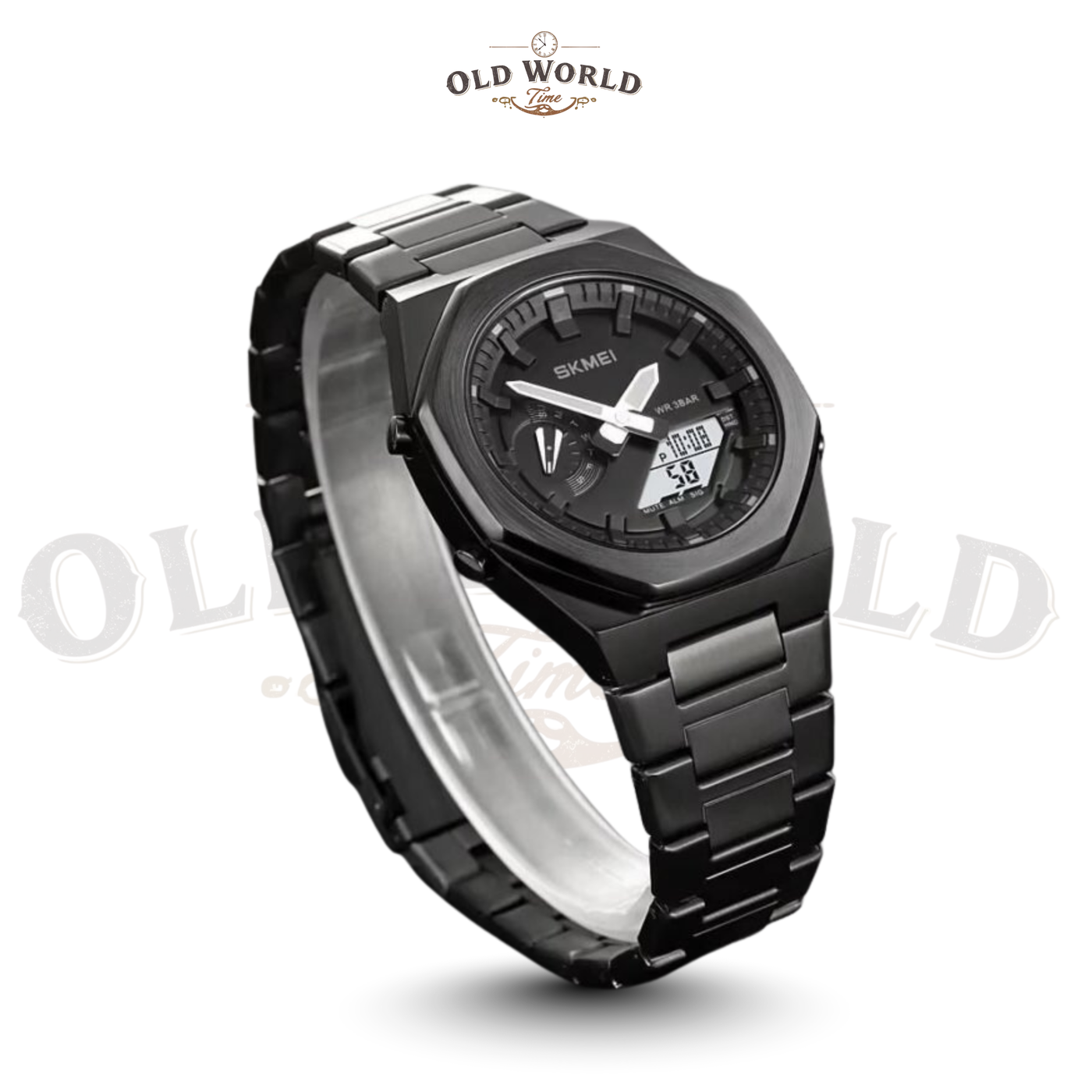 Black Sk-mei 1816 Dual-Display Quartz