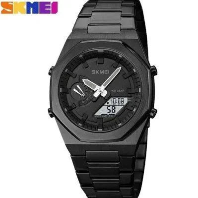 Black Sk-mei 1816 Dual-Display Quartz