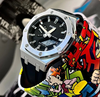 Silver Sk-mei 1816 Dual-Display Quartz