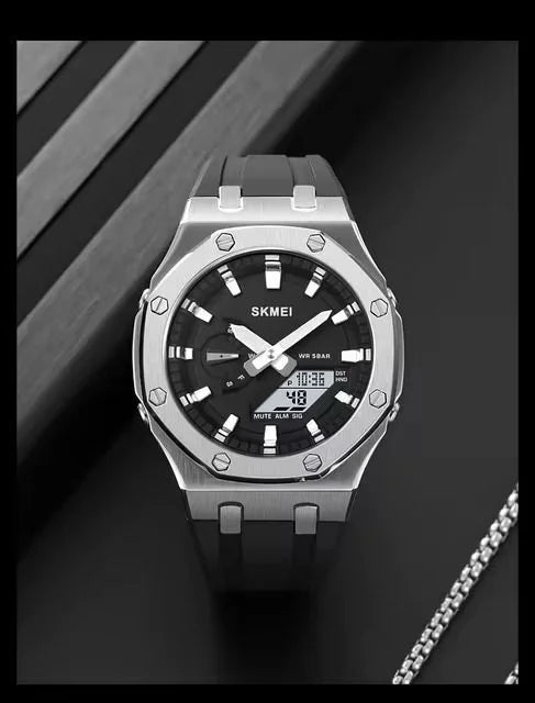 Silver Sk-mei 1816 Dual-Display Quartz