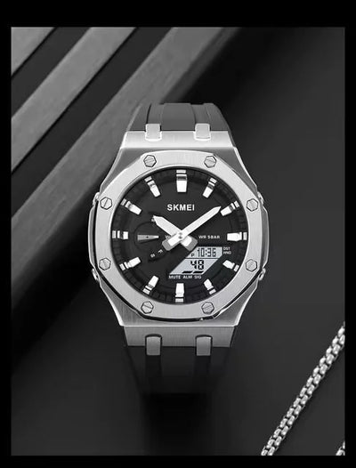 Silver Sk-mei 1816 Dual-Display Quartz